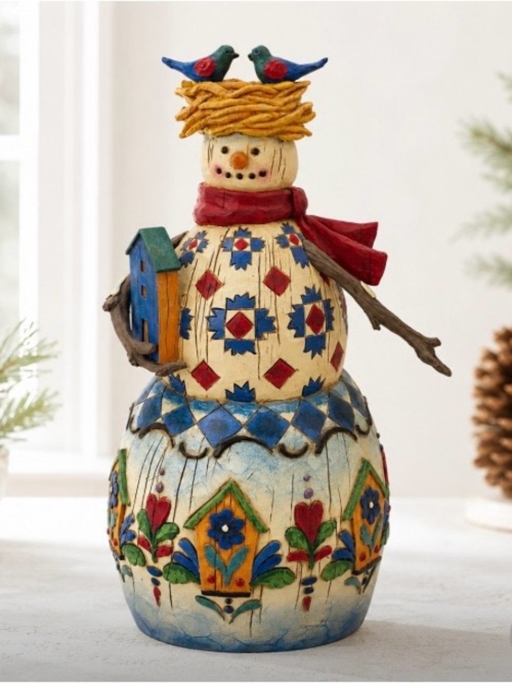 Jim Shore Heartwood Creek "Winter's Haven" Snowman Birdhouse Figurine 2003